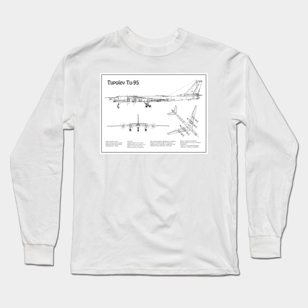 Tupolev Tu-95 Bear Bomber - BD Long Sleeve T-Shirt by SPJE Illustration Photography